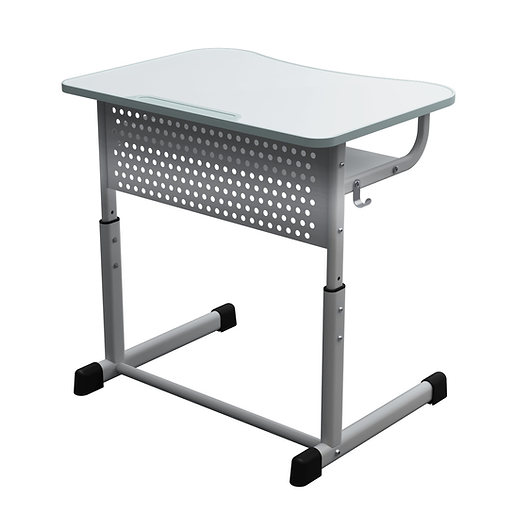 Учнівський 1-місний стіл, каркас - плоскоовальна металева труба, з перфорованим екраном, ростові групи №4-7, АЛМАНТ, 700х500х640-820 мм